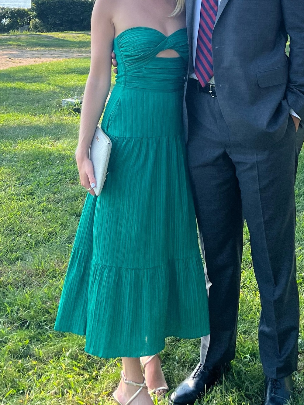 Strapless Emerald Green Pleated THML Dress